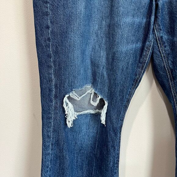 American Eagle 90s Flare Jeans 16 Short Comfort Stretch Waist Distressed Hem - Picture 3 of 11